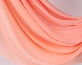 Peach Blush Hi-Multi Chiffon Fabric by Yard, Matte Sheer Polyester Bridal Draping