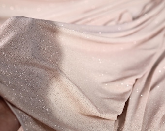 Beige Glitter Knit Fabric: Metallic Shimmer Spandex, 2-Way Stretch