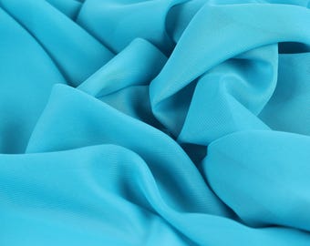 Turquoise Hi-Multi Chiffon Fabric by the Yard, Matte Sheer Polyester for Dresses, Draping & Wedding Decor