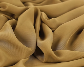 Olive Matte Chiffon Fabric by the Yard, Soft Flowing Polyester Sheer for Dresses