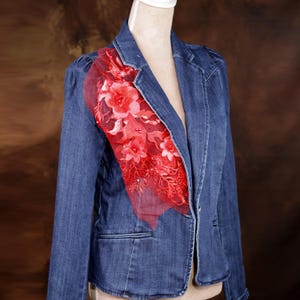 Red 3d Flower Applique Pair for Lyrical Dance, Ballet, Illusion Gowns, Costumes GLT2558Ared