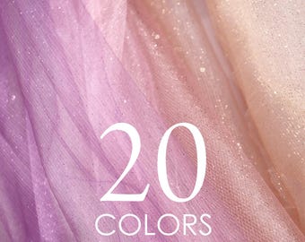 Glitter Tulle Fabric: 20 Colors Sparkle Mesh, Semi-Soft - By The Yard