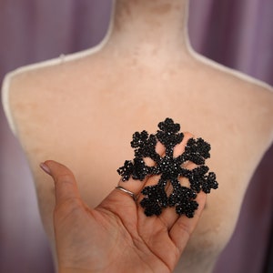 Schwarze Strass Schneeflocke Applikation: Aufnäher zum Aufbügeln, Ballett Kostüm