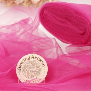 Fuchsia Bridal Tulle Fabric: 108&quot; Extra Wide, Matte Semi Soft