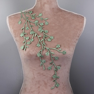 Dark Green Plum Blossom Iron On Applique for Lyrical Dance, Ballet, Illusion Gowns, Costumes GLT2443Adgrn