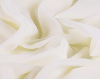 Ivory Matte Chiffon Fabric by the Yard, Soft Flowing Polyester Sheer for Dresses