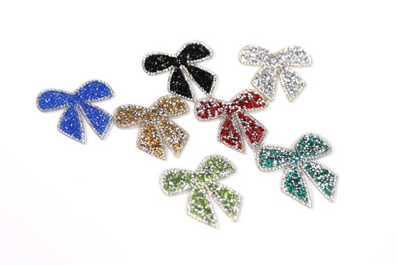 Rhinestone Bow Appliques, Sparkly Embroidered Bows for Dresses & DIY Sewing