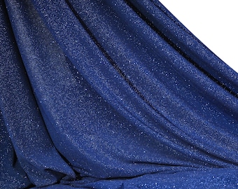 Navy Blue Glitter Knit Fabric: 4-Way Stretch Spandex, Shimmer Material