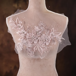 Pale Pink Sequined 3d Flower Applique for Lyrical Dance, Ballet, Illusion Gowns, Costumes GLT2483Apink