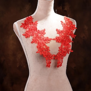 Red Applique Pair for Lyrical Dance, Ballet, Illusion Gowns, Costumes GLT20433red