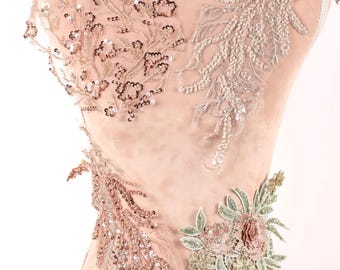 Multicolor Floral Lace Applique Pairs, Red Gold Tones – 4 Styles