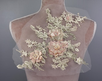 HOBBIESAY 1 paire d'appliques en dentelle florale 3D pour