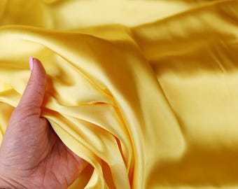 Bright Yellow Charmeuse Satin Fabric: 100% Polyester, 60&quot; Wide, By The Yard