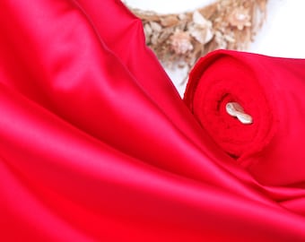 Red Mikado Satin Fabric | Polyester Material for Gowns