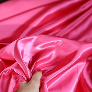 Fuchsia Bridal Satin Fabric: Shiny Polyester, Soft Drape - By The Yard