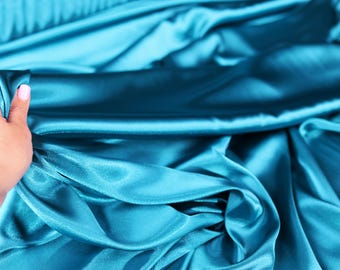 Peacock Blue Charmeuse Satin Fabric: Bridal Gown & Costume Material