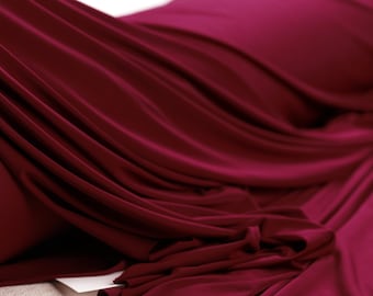 Burgundy 4-Way Stretch Knit Fabric: Drapey Polyester Spandex Blend