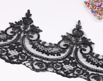 Black Gothic Lace Trim by the Yard – Scalloped Peak Embroidery for Costumes, Lingerie & DIY Sewing, by 1 Yard