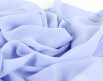 Perry Blue Matte Chiffon Fabric by the Yard, Sheer Polyester for Dresses & Draping