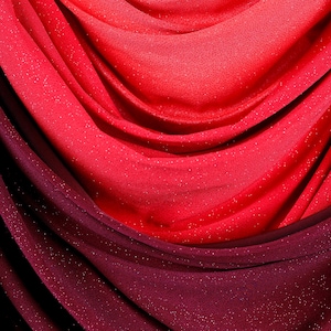 Tissu tricoté rouge pailleté au mètre, extensible dans les 4 sens, pour costumes de danse et tenues de scène
