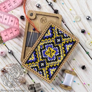 Scatola portaoggetti per aghi da ricamo con perline fai da te personalizzabile con promemoria magnetico per aghi, organizer in legno per aghi, custodia per articoli da cucito