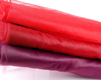 Matte Soft Bridal Tulle Fabric, Extra Wide 108", Red, Burgundy, Raisin for Events