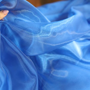 Royal Blue Crystal Organza Fabric: Sheer Polyester Twinkle Decor