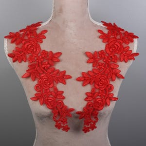Red Applique Pair for Lyrical Dance, Ballet, Illusion Gowns, Costumes AJC1144RD