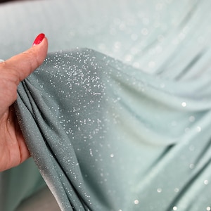 Sage Glitter Knit Fabric: Metallic Shimmer Spandex, 2-Way Stretch