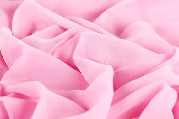 Classic Pink Chiffon Fabric by the Yard, Matte Sheer Polyester for Dresses
