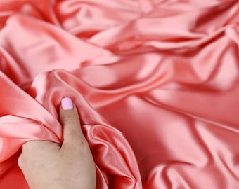 Light Coral Charmeuse Satin Fabric: Bridal, Prom & Costume Sewing