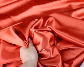 Coral Charmeuse Satin Fabric: Polyester, Bridal & Costume Fabric by Yard