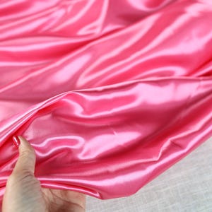 Hot Pink Bridal Satin Fabric, Shiny Polyester Satin, Medium Soft Fabric by the yard for Bridal, Prom, Ballet, Ballroom, Lyrical Costumes 515