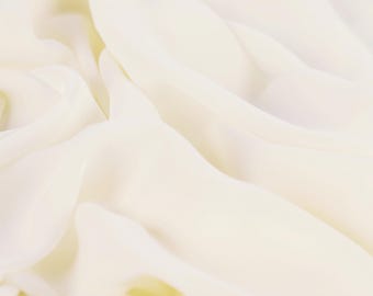 Matte Ivory Chiffon Fabric by Yard, Lightweight Polyester for Bridal Dresses, Wedding Decor