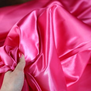 Fuchsia Bridal Satin Fabric: Shiny Polyester, Soft Drape - By The Yard