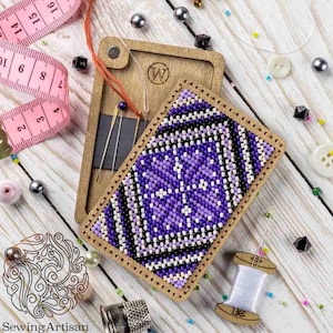Scatola portaoggetti per aghi da ricamo con perline fai da te personalizzabile con promemoria magnetico per aghi, organizer in legno per aghi, custodia per articoli da cucito