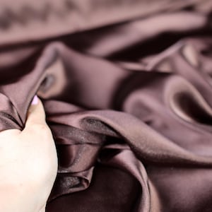 Brown Charmeuse Satin Fabric by Yard: Bridal, Prom & Event Decor
