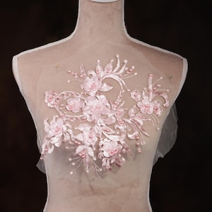Pink 3d Flower Applique with Beads for Lyrical Dance, Ballet, Illusion Gowns, Costumes GLT2255Aclr2