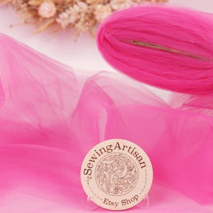 Hot Pink Bridal Tulle Fabric: Extra Wide 108&quot; Matte Semi Soft