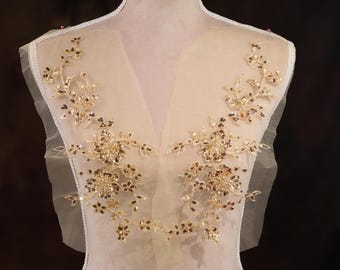 Gold Embroidered Sequin Applique Pair: DIY Costume Embellishment