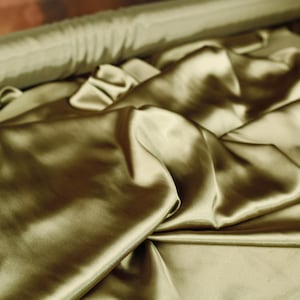 Olive Charmeuse Satin Fabric: 100% Polyester, Bridal & Costume Sewing - By The Yard
