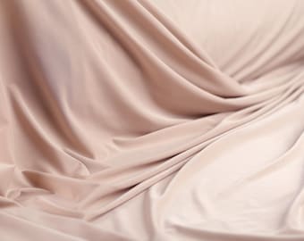 Tan 4-Way Stretch Knit Fabric: Soft Matte Polyester Spandex Blend