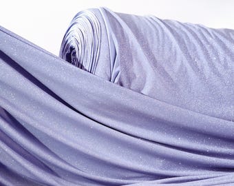 Denim Blue Glitter Knit Fabric: 4-Way Stretch Spandex, Shimmer Material