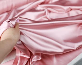 Dark Rose Charmeuse Satin Stoff: Brautschmuck, Abendkleider, Kostüme Stoff Meterware