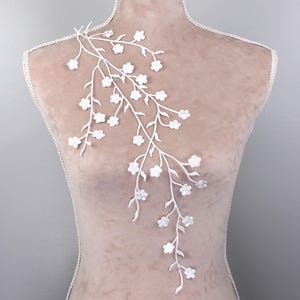 White Plum Blossom Iron On Applique: Bridal, Dance Costume (19 inches)