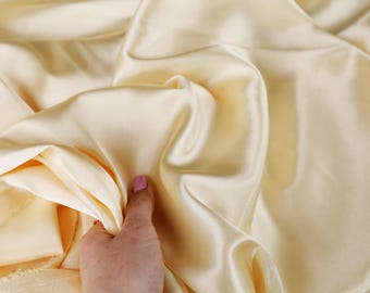 Banana Yellow Charmeuse Satin Fabric: Soft Polyester Material by the Yard