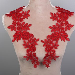 Wine Red Applique Pair for Lyrical Dance, Ballet, Illusion Gowns, Costumes AJC1144WN