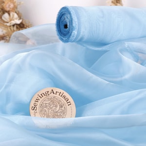 Blue Crystal Organza Fabric: Twinkle Sheer Polyester, DIY Apparel, Decor By The Yard
