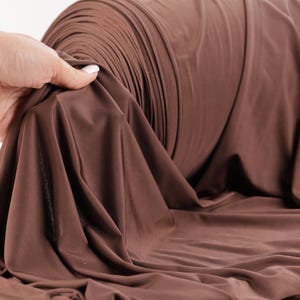 Brown Venecia Knit Fabric: 4-Way Stretch Polyester Spandex Blend