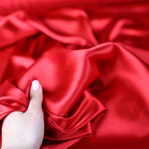 Red Charmeuse Satin Fabric by Yard | Fabric for Prom Dresses, Bridal Gowns, Costumes, Draping, Wedding Arches and Table Decor RD-336